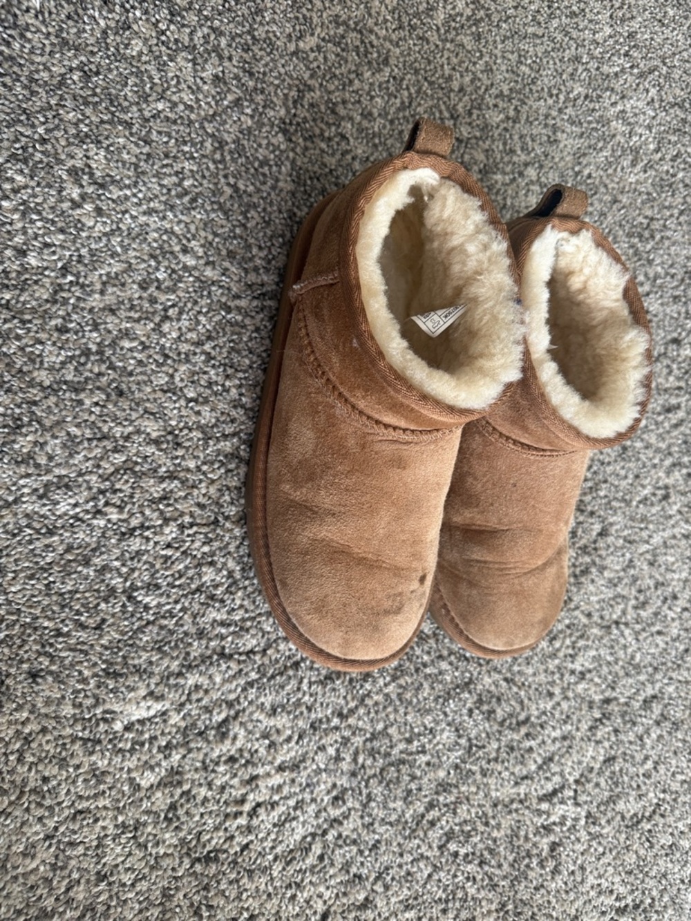 Suede Shearling Lined Ankle Slippers - Chestnut Brown